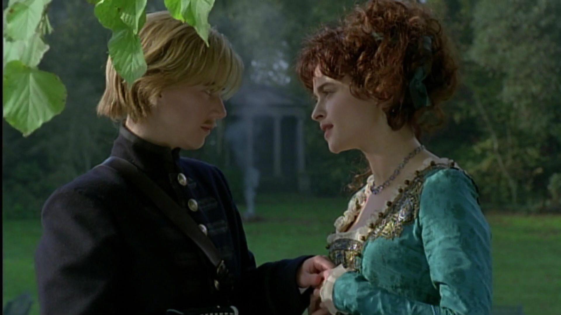 Helena Bonham Carter in Twelfth Night, sharing a tender moment with Imogen Stubbs who is dressed as a man